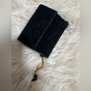 Gucci Wallet rare black Gucci boot charm